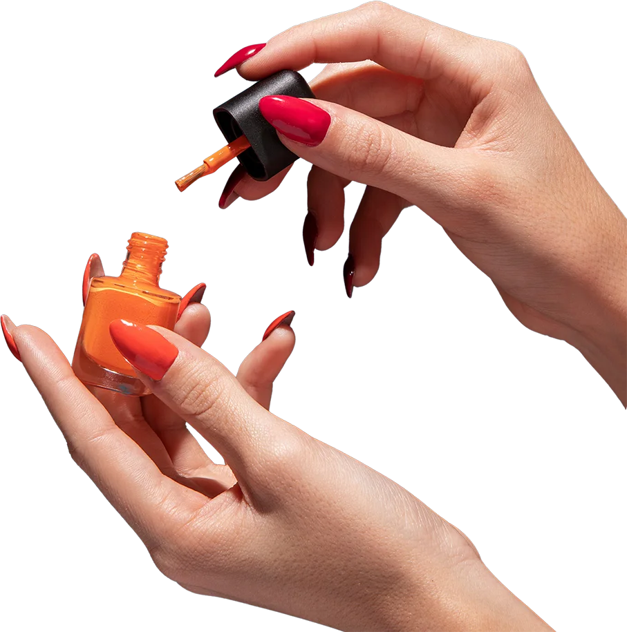 hands with manicure orange
